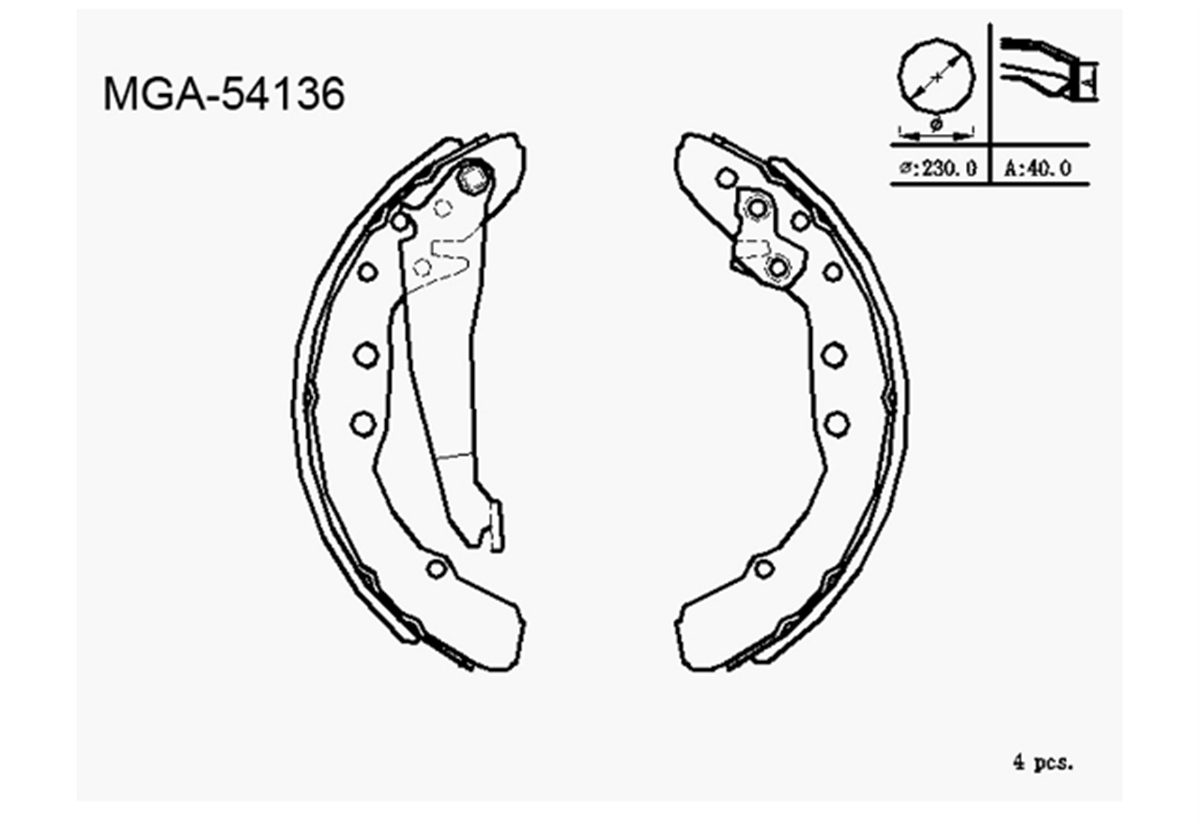 YEDEK PARÇAKAMPANA BALATA-230×40  VW CADDY 83-03  PASSAT 88-97  AUDI A100 77-93 357698525CX -MGA-54136MGAMGA-54136