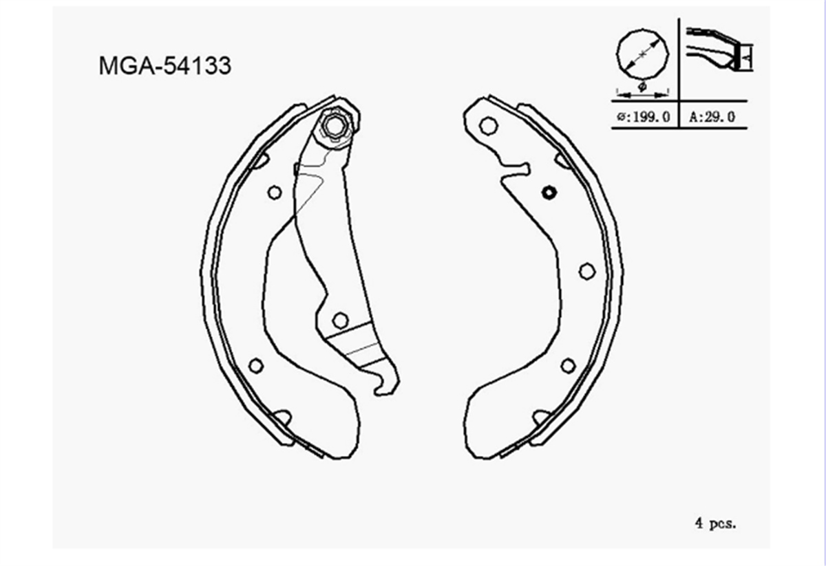 YEDEK PARÇAKAMPANA BALATA LEVYELI   OPEL CORSA TIGRA ASTRA 93 - 00 1605952 -MGA-54133MGAMGA-54133