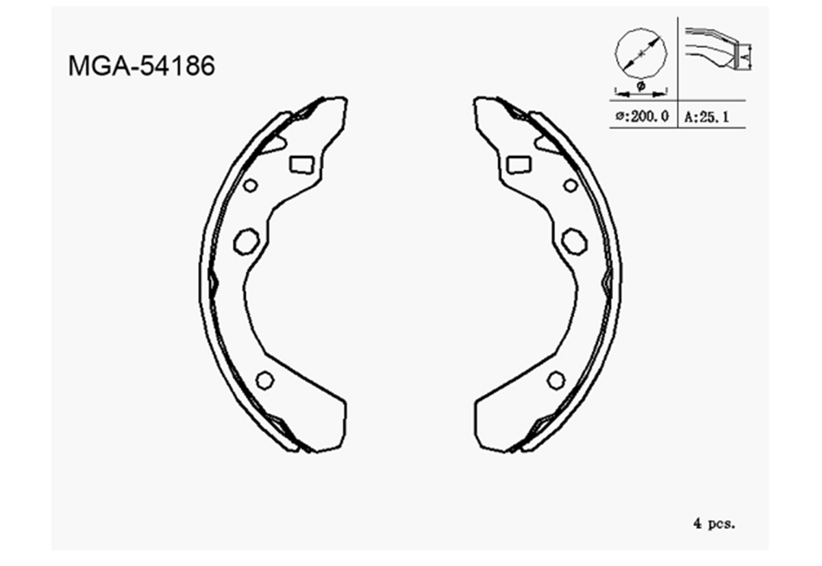 YEDEK PARÇAKAMPANA BALATA  MAZDA 323 90 - 92 K3373 INCE TIP B4Y52638ZB -MGA-54186MGAMGA-54186