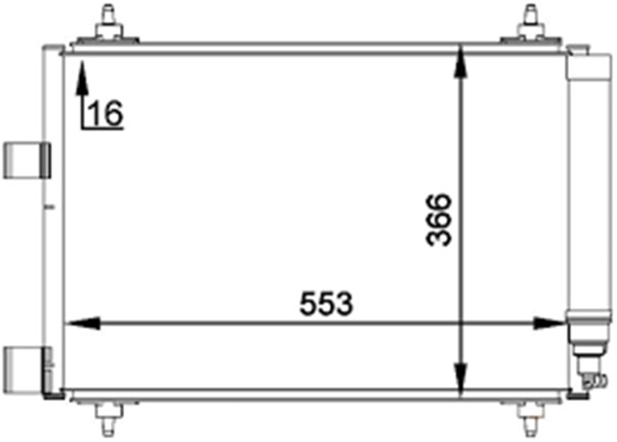 YEDEK PARÇAKLİMA KONDENSERİ 307 1.6HDI 01 518X368X16 MOTORTEC PEG0558MOTORTECMOTORTEC PEG0558
