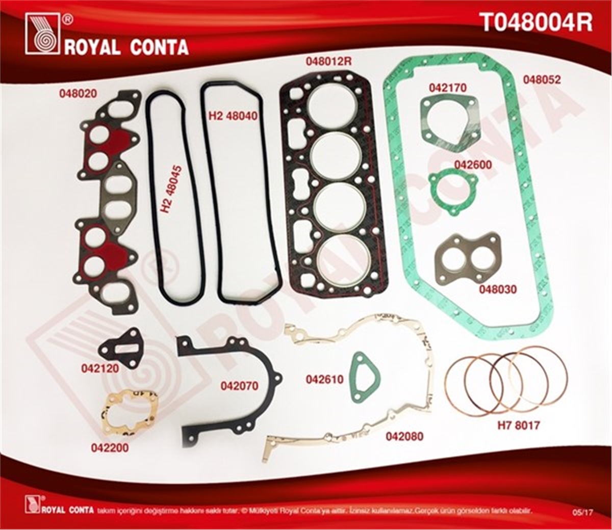 YEDEK PARÇAMOTOR TAKIM CONTA KARTER-KLİNGRİT SİLİNDİR KAPAK CONTASI 2.0MM FAVORIT-FELICIA-FORMAN ROYAL T048004RROYALROYAL T048004R