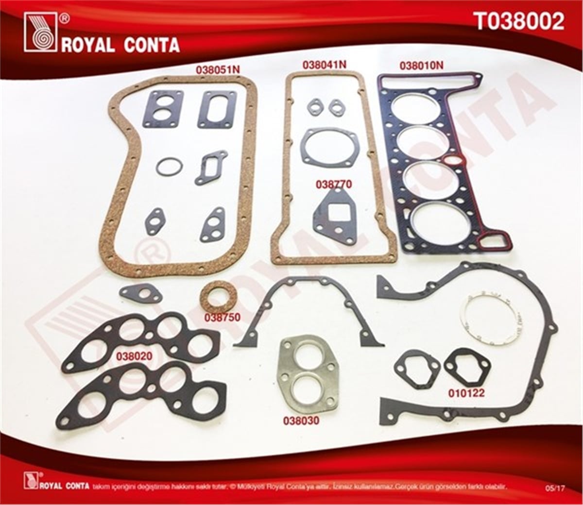 YEDEK PARÇAMOTOR TAKIM CONTA KEÇESİZ 1300S-1600S-NİVA ROYAL T038002ROYALROYAL T038002