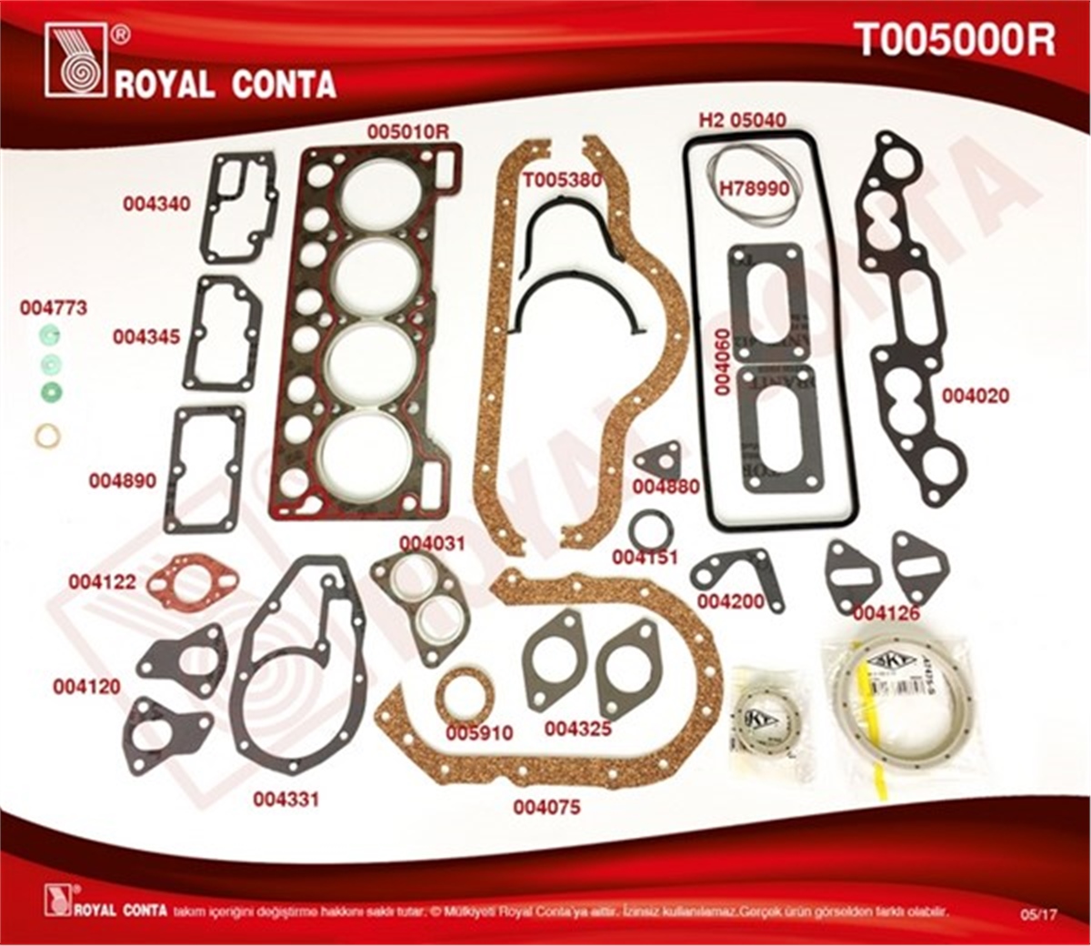 YEDEK PARÇAMOTOR TAKIM CONTA SKT KEÇELİ R12 1400 SİLİNDİR KAPAK CONTASI REINZ MALZEME ROYAL T005000RROYALROYAL T005000R