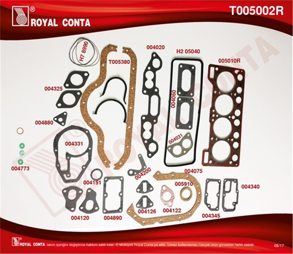YEDEK PARÇAMOTOR TAKIM CONTA SÜPER KEÇESİZ R12 1400 ROYAL T005002RROYALROYAL T005002R