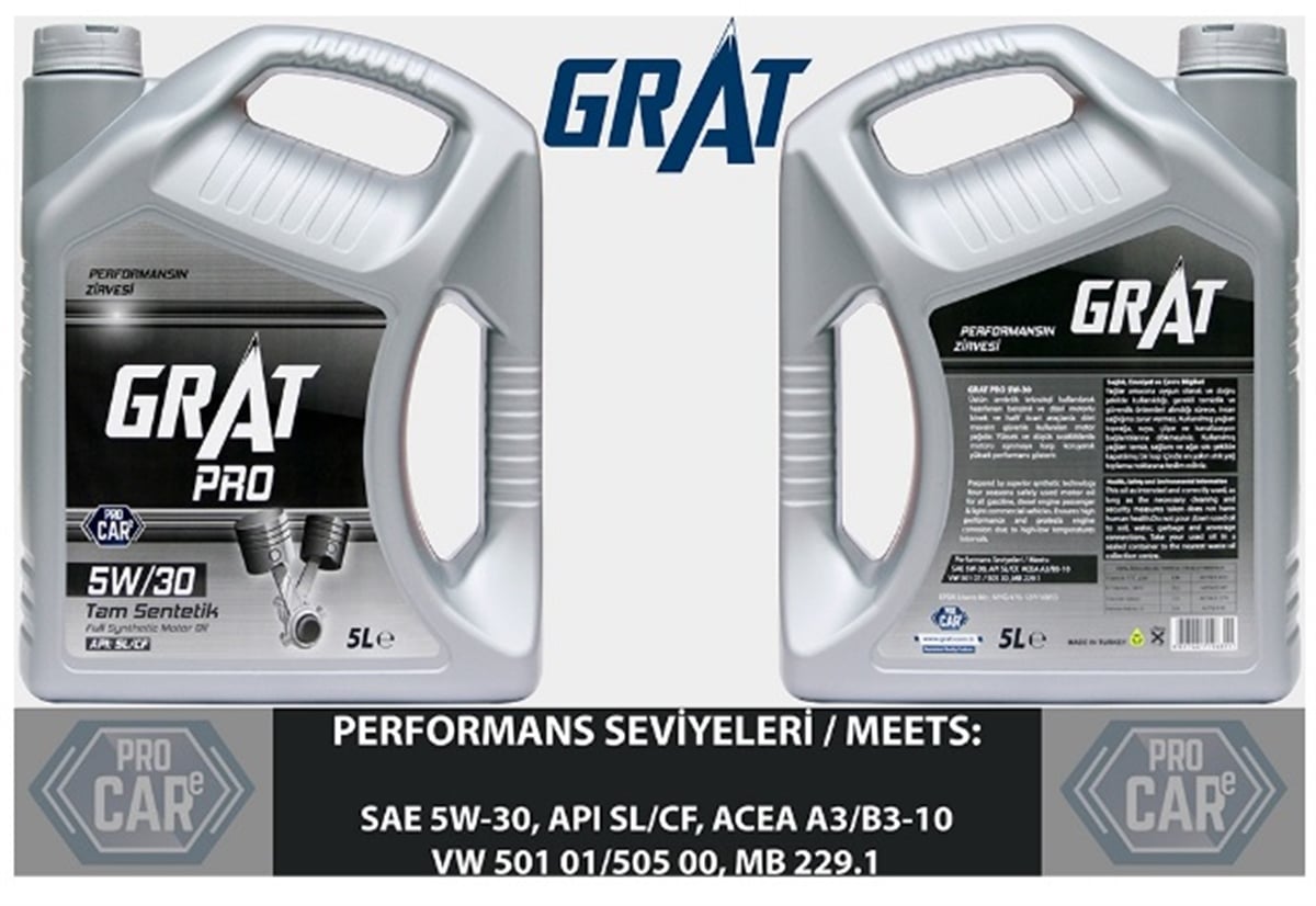 YEDEK PARÇAMOTOR YAĞI 5 LİTRE 5W30 TAM SENTETİK API SL / CF  -GRT-605305GRATGRT-605305