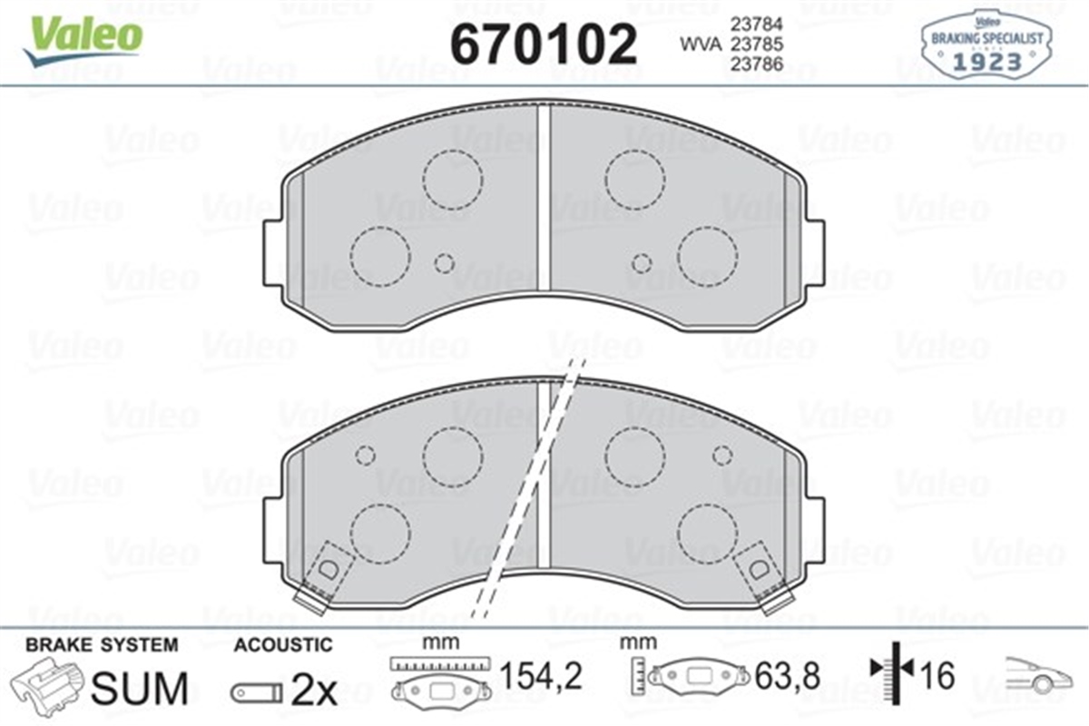 YEDEK PARÇAÖN BALATA ASIA MOTORS 93-99 VALEO 670102VALEOVALEO 670102