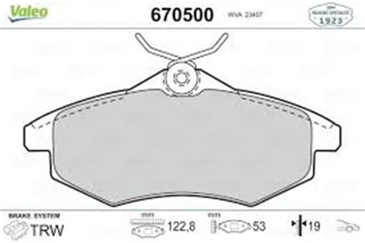 YEDEK PARÇAÖN BALATA C2 03 C3 1.1İ-1.4 HDI 1.4İ 02 K.C TİP VALEO 670500VALEOVALEO 670500