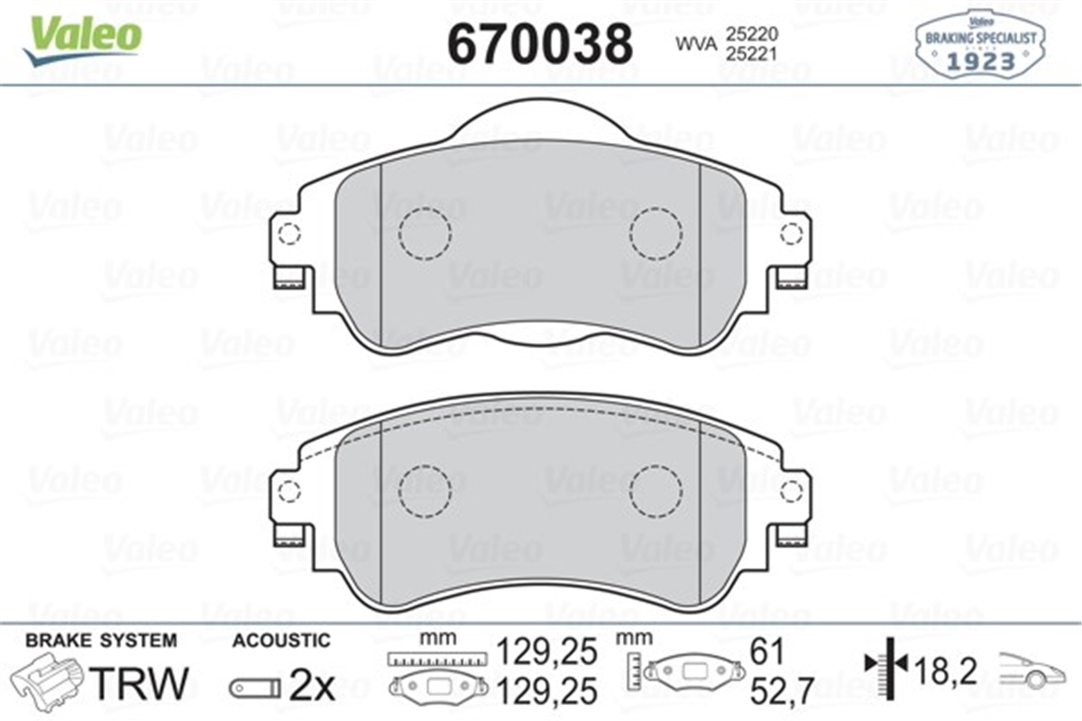 YEDEK PARÇAÖN BALATA C4 B7 1.4 VTI 09 C4 1.6 HDI 11-2009 DS4 1.6 HDI 1. 4.2011 VALEO 670038VALEOVALEO 670038