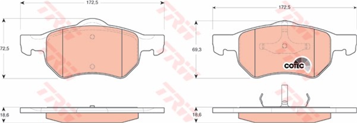 YEDEK PARÇAÖN BALATA DODGE CARAVAN III 3.3 AWD-3.8 T 00-07 VOYAGER III 2.4-2.5CRD 2.8CRDİ 3.3 00 12.08 TRW GDB4128TRWTRW GDB4128