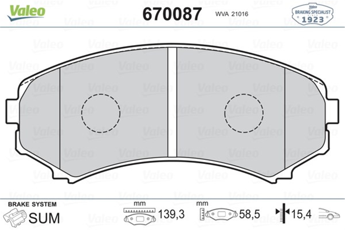 YEDEK PARÇAÖN BALATA E2200-E2000 VALEO 670087VALEOVALEO 670087