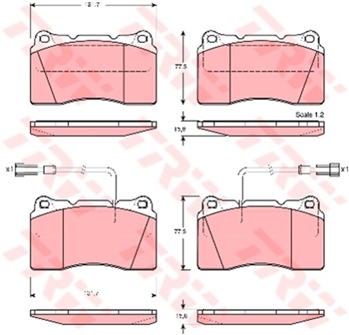 YEDEK PARÇAÖN BALATA FİŞLİ ALFA 159 05-11 166 2.0 TURBO 2.5 3.0 98-07 BRERA 06 SPIDER 06 TRW GDB1363TRWTRW GDB1363