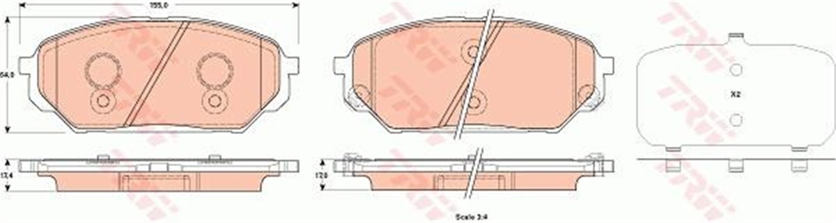 YEDEK PARÇAÖN BALATA IX55 3.8 V6 4WD-3.0 V6 CRDI 4WD 08 GDB3527 TRW GDB3527TRWTRW GDB3527