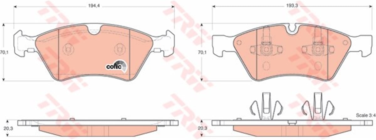 YEDEK PARÇAÖN BALATA MB W164 280CDI ML320CDI ML350 ML500 05-10 W211 02-08 W251 06 W463 12 X164 06 TRW GDB1642TRWTRW GDB1642