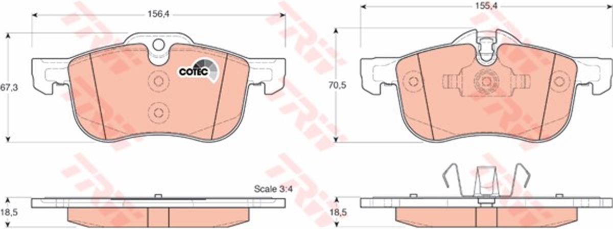 YEDEK PARÇAÖN BALATA ROVER 75 1.8-2.0 GDT-V6-2.5 V6 99-05 MG ZT 160-190 02-05 TRW GDB1374TRWTRW GDB1374