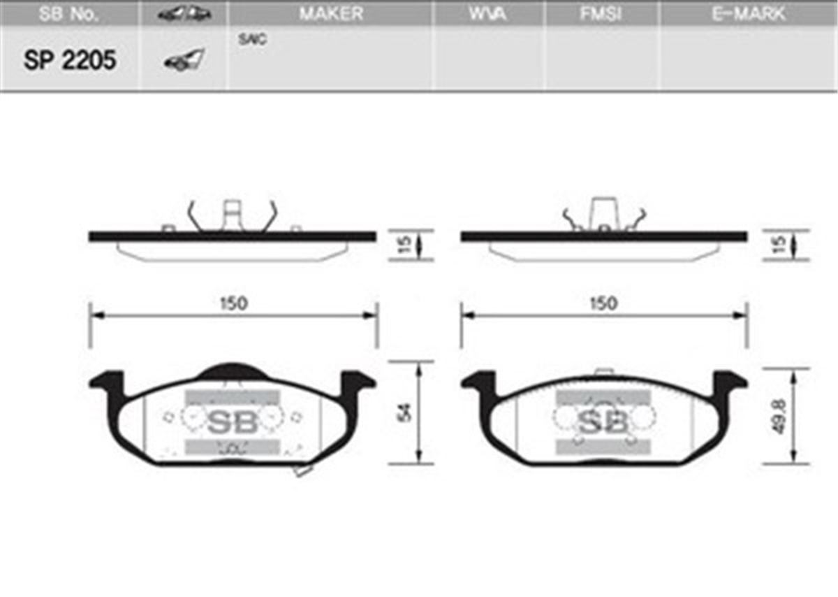 YEDEK PARÇAÖN BALATA ROVER 75 1.8-2.0 GDT-V6-2.5 V6 99-05 MG ZT 160-190 02-05 GDB1374 SANGSIN SP2205SANGSINSANGSIN SP2205