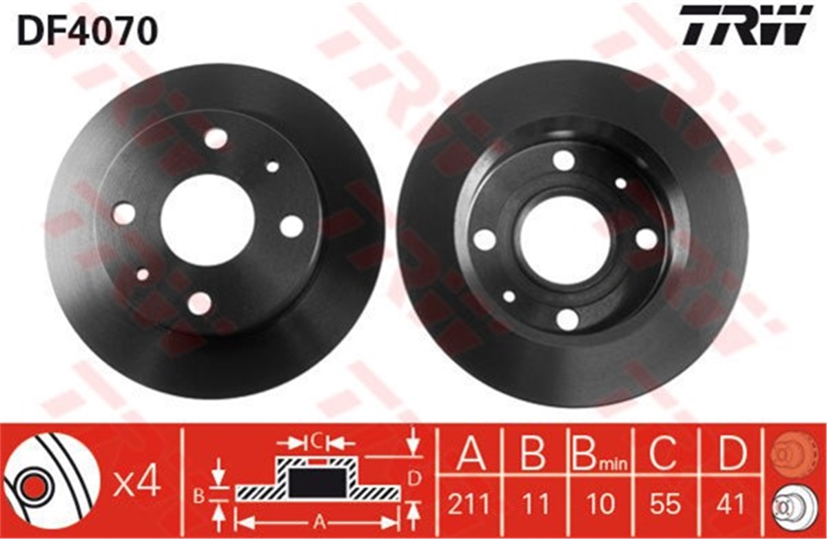 YEDEK PARÇAÖN FREN AYNASI CUORE VI 03 211X11X10 TRW DF4070TRWTRW DF4070