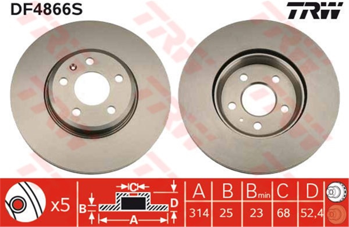 YEDEK PARÇAÖN FREN AYNASI HAVALI A4 8EC 2.0 TDI 06- A4 8K2 A4 AVANT 8K5 1.8 TFSI-1.8 TFSI QUATTRO-2.0 TFSI-2.0 TRW DF4866STRWTRW DF4866S