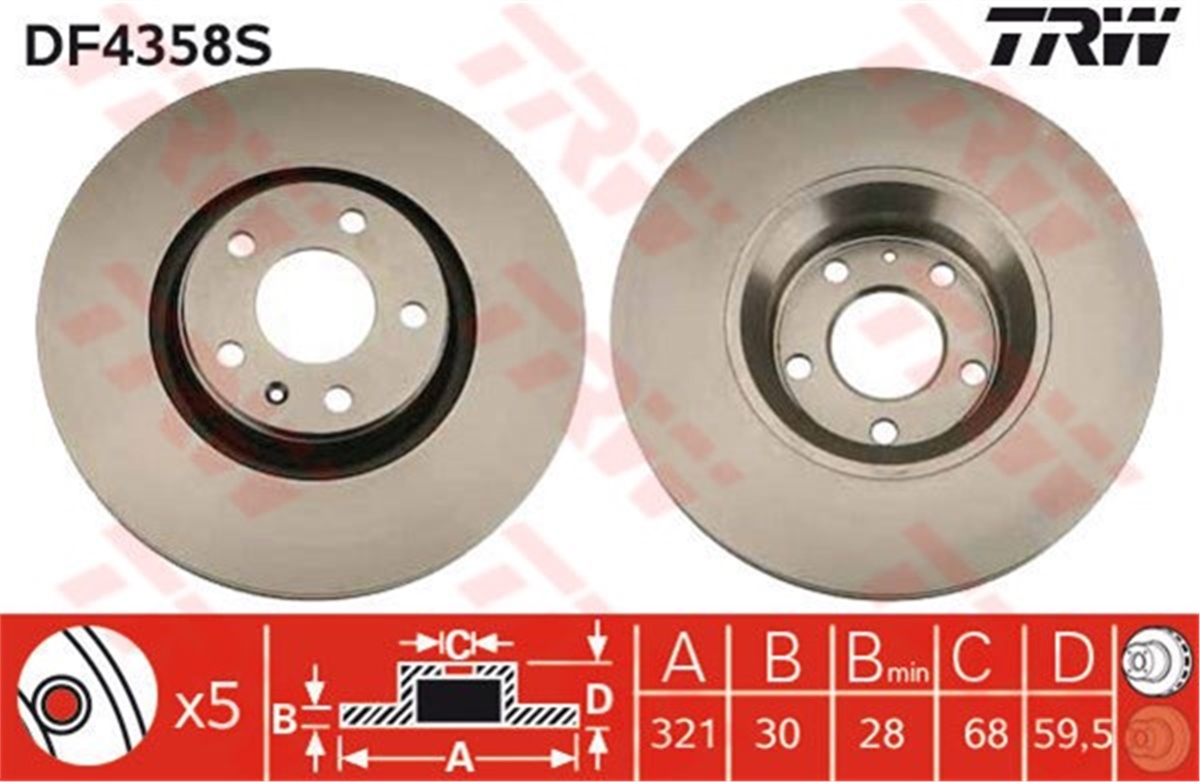 YEDEK PARÇAÖN FREN DİSKİ A6 321X30 TRW DF4358STRWTRW DF4358S