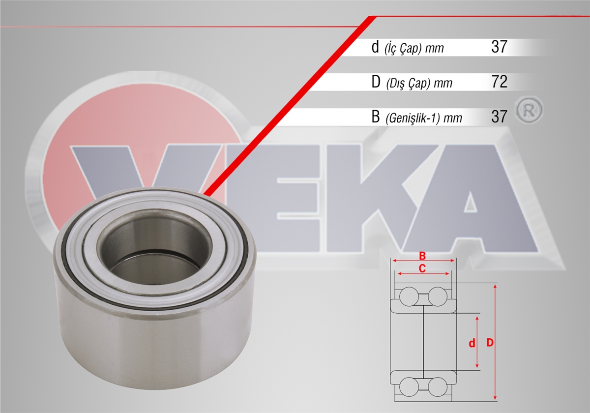 YEDEK PARÇAÖN TEKER RULMANI ABSLI 37X72X37 ALBEA 1.3 MJT 2003-2007VEKA47-1807