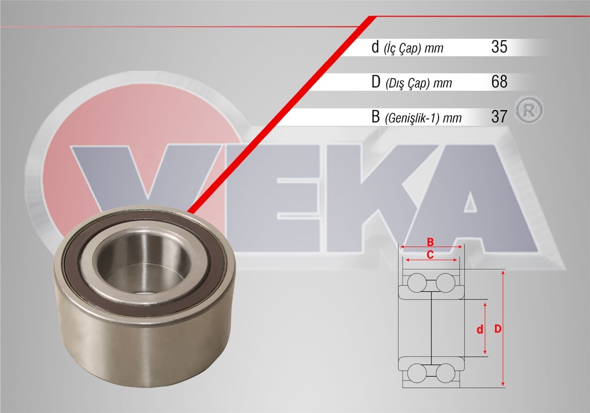 YEDEK PARÇAÖN TEKER RULMANI ABSLI 37X7404X37 DOBLO 152263 1.3 MJT 2010>VEKA47-1812