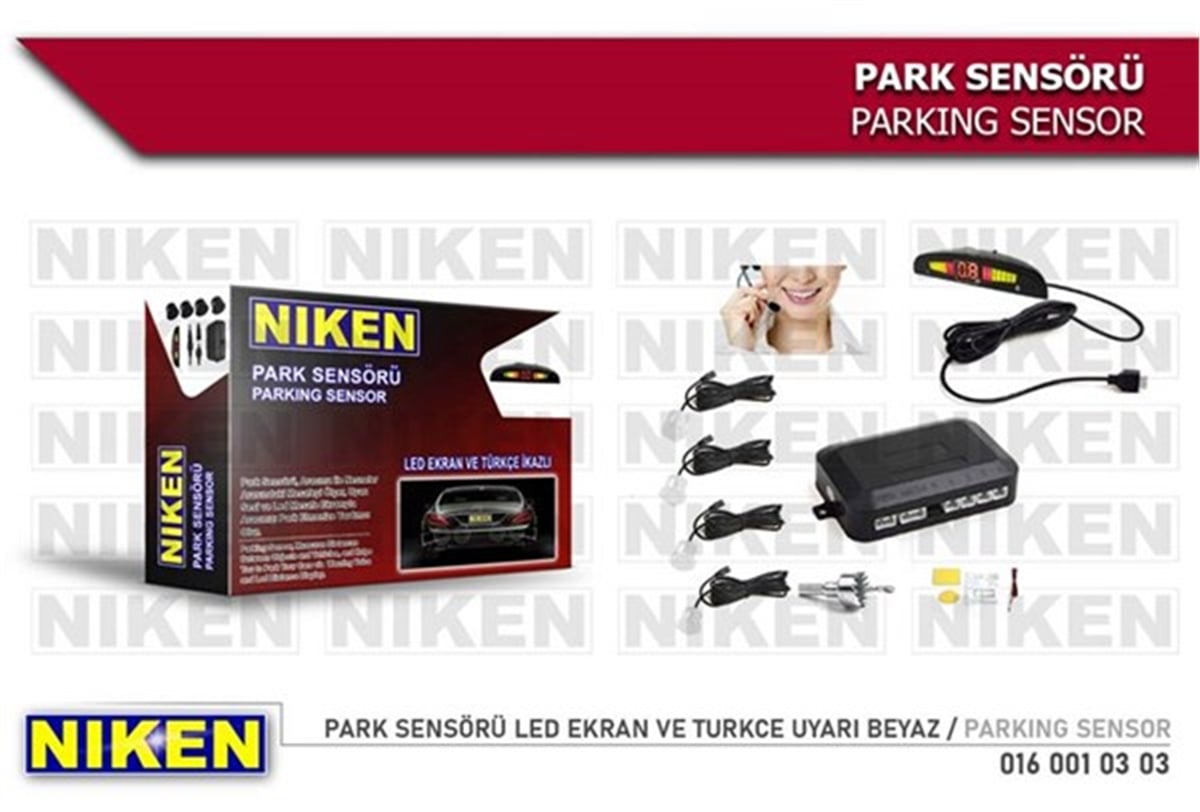 YEDEK PARÇAPARK SENSÖRÜ LED EKRAN VE TURKCE UYARI BEYAZ NIKEN 0160010303NIKENNIKEN 0160010303