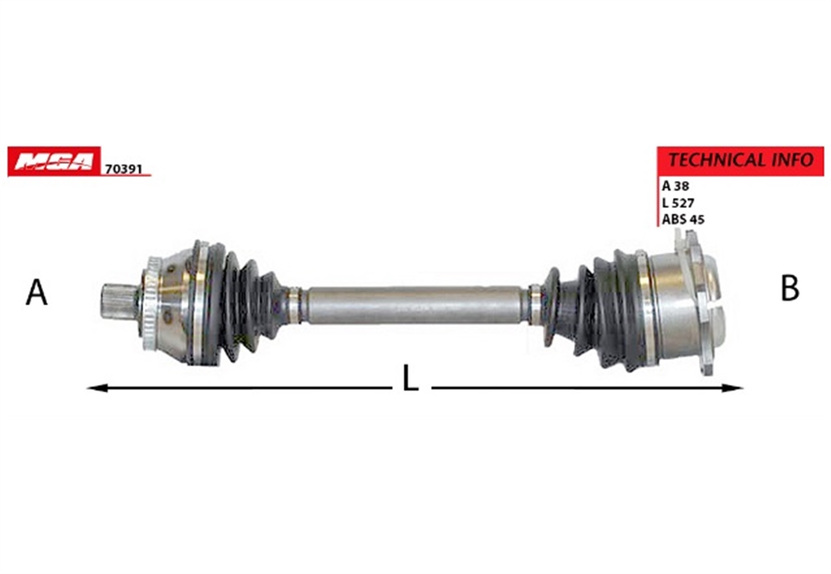 YEDEK PARÇASOL AKS KOMPLE VW PASSAT 97-05  AUDI A4 95-01  SKODA SUPERB 02-08 8D0407271BC -MGA-70391MGAMGA-70391