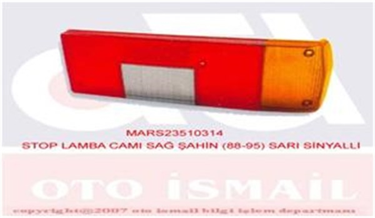 YEDEK PARÇASTOP LAMBA CAMI SAĞ ŞAHİN 88-95 SARI SİNYALLİ MARS 510314MARS-MARS 510314