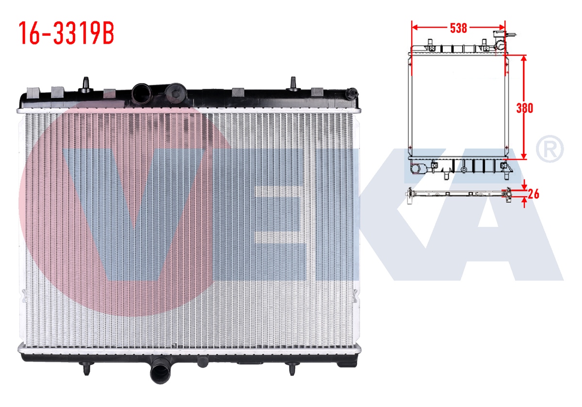 YEDEK PARÇASU RADYATÖRÜ BRAZİNG PEUGEOT PARTNER TEPEE 1.6 HDI M-T 2008>VEKA16-3319B
