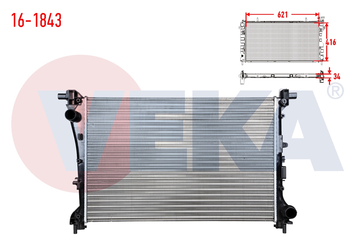 YEDEK PARÇASU RADYATÖRÜ EGEA 1.3 MJT 621X416X34 2015>VEKA16-1843