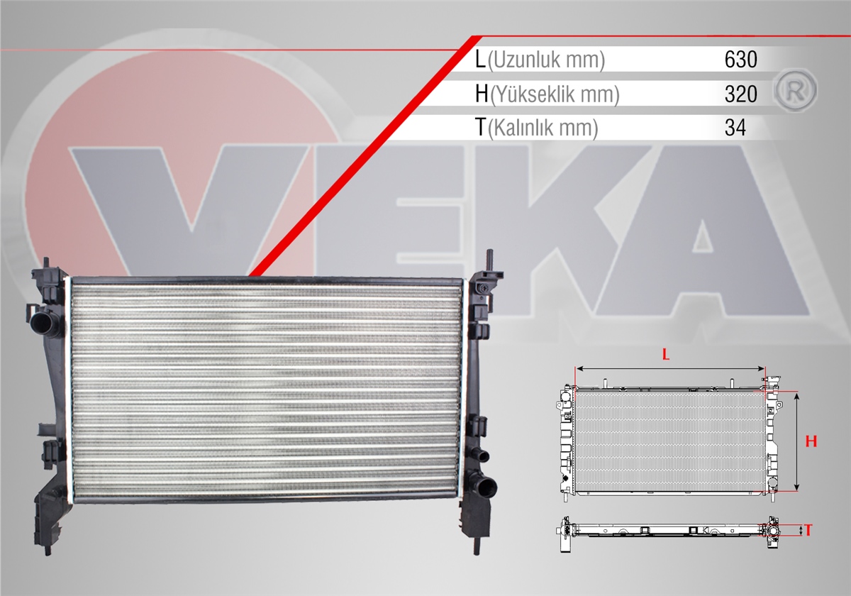 YEDEK PARÇASU RADYATÖRÜ FİORİNO 225 1.3 MJT M-T 2007>VEKA16-1824