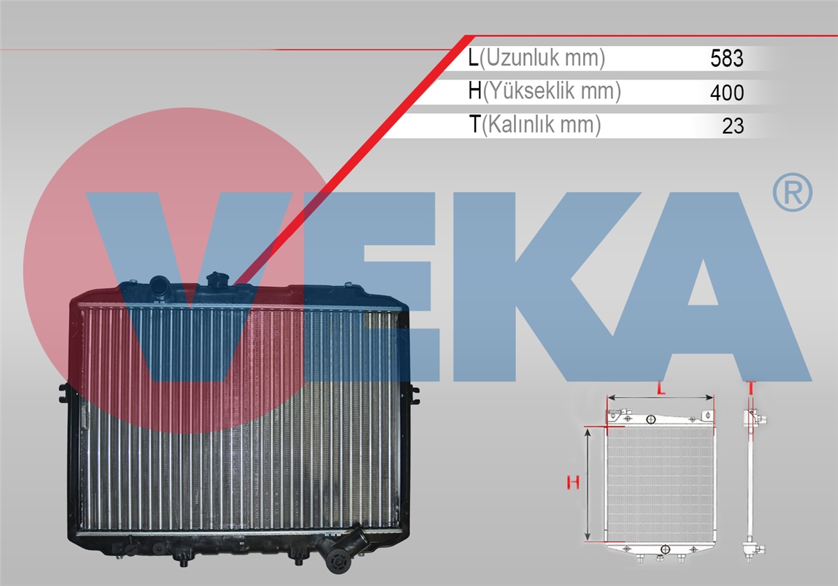 YEDEK PARÇASU RADYATÖRÜ H100 KAMYONET 2.5 D M-T ESKI MODEL 1993-2004VEKA16-2120