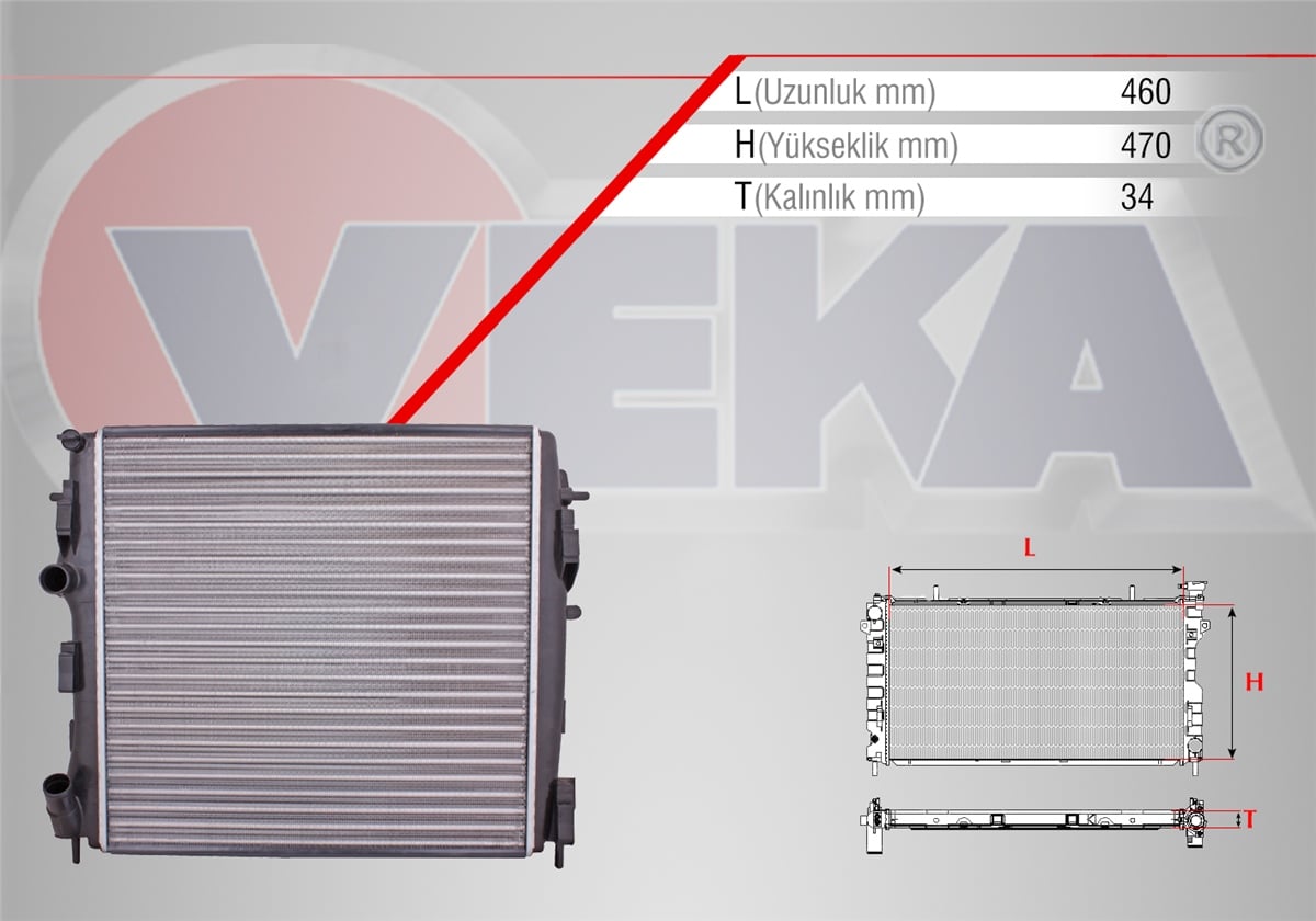 YEDEK PARÇASU RADYATÖRÜ KANGOO KC0/1 1.5 DCI M-T AC+ 1998-2008VEKA16-3506