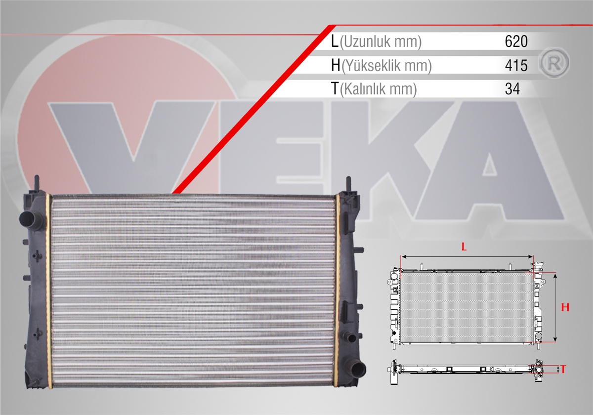 YEDEK PARÇASU RADYATÖRÜ LİNEA 323 1.3 MJT 90 HP M-T 2007>VEKA16-1812