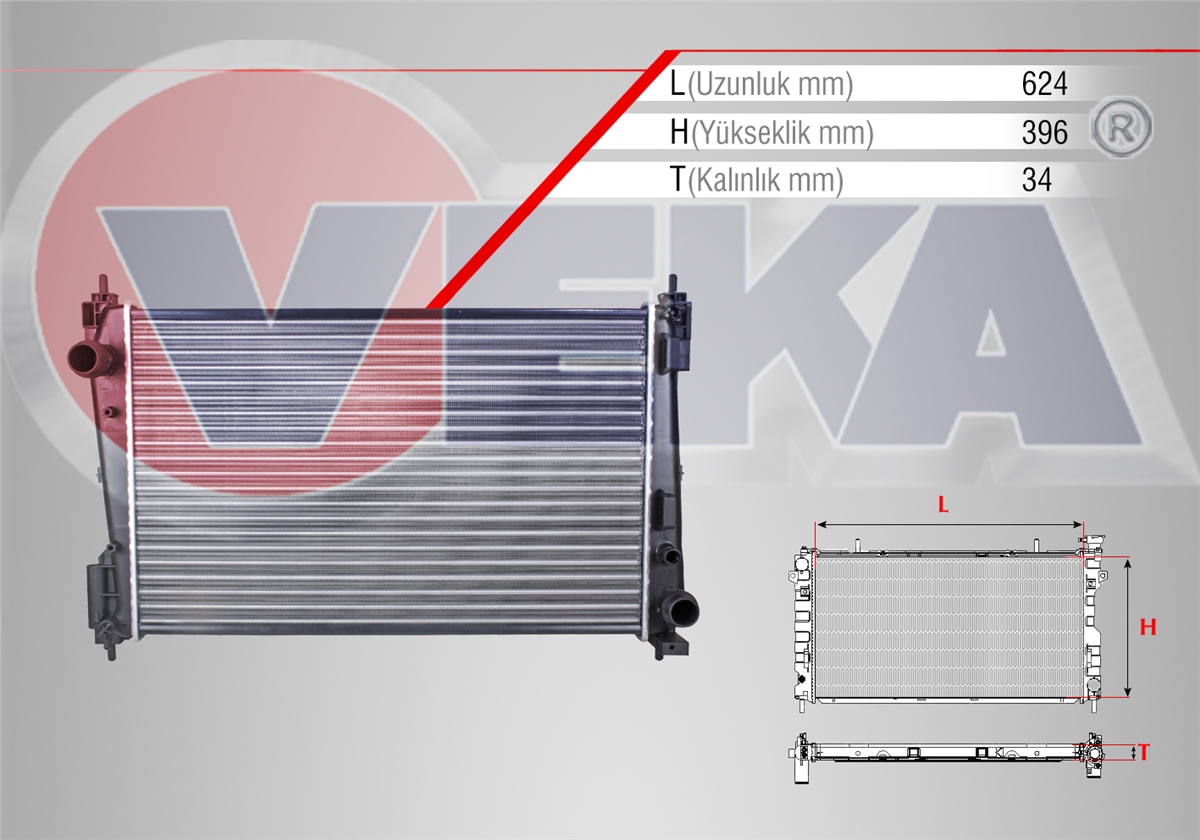 YEDEK PARÇASU RADYATORU MEKANIK OPEL CORSA D 1.3 CDTI 75 HP (Z13DTJ) AC+/- A-T/M-T 2006-2014VEKA16-3237