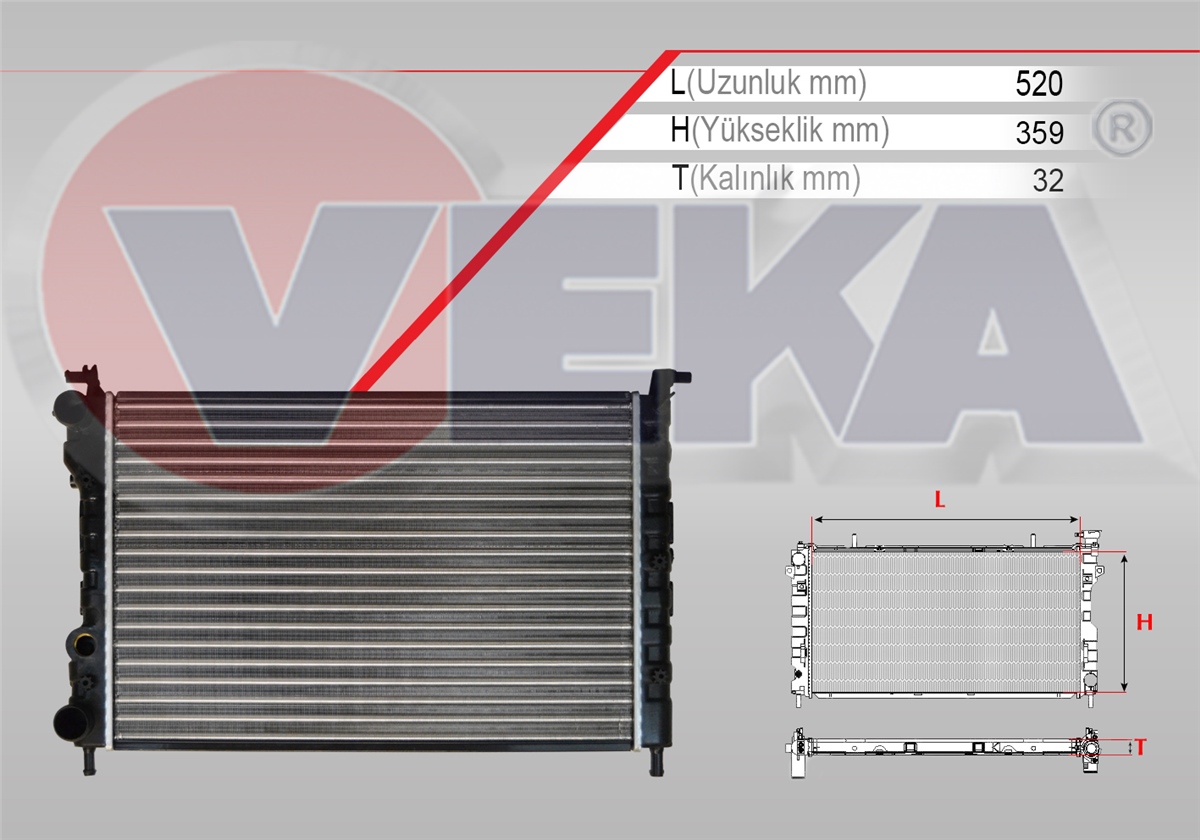 YEDEK PARÇASU RADYATÖRÜ MEKANİK PALİO 1.2i 16V 1996-2005VEKA16-1823-32