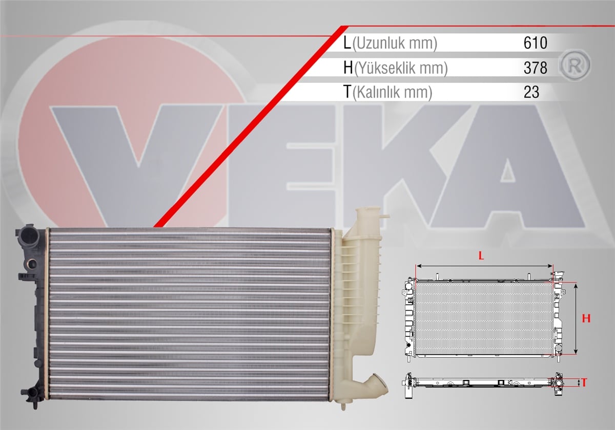 YEDEK PARÇASU RADYATÖRÜ PEUGEOT 306 7BN3N5 1.4i SEGMANLI M-T 1993-2002VEKA16-3308