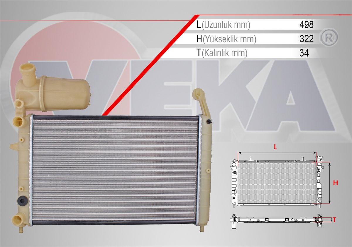 YEDEK PARÇASU RADYATÖRÜ TEMPRA 1.4 KARBURATORLU BIDÖNLU M-T 1992-1999VEKA16-1800