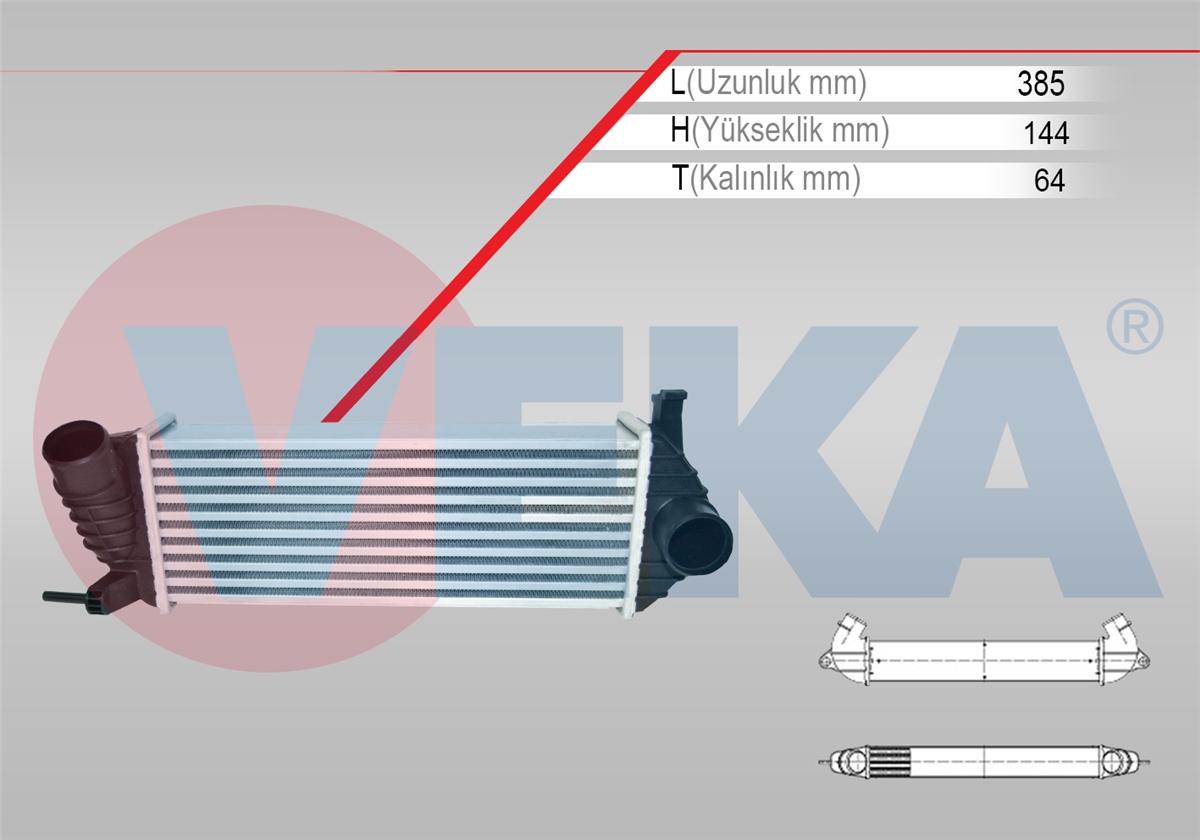 YEDEK PARÇATURBO RADYATÖRÜ (İNTERCOOLER) KELEPCE SIKMALI KANGOO KW0/1 1.5 DCI 2008>VEKA42-3514