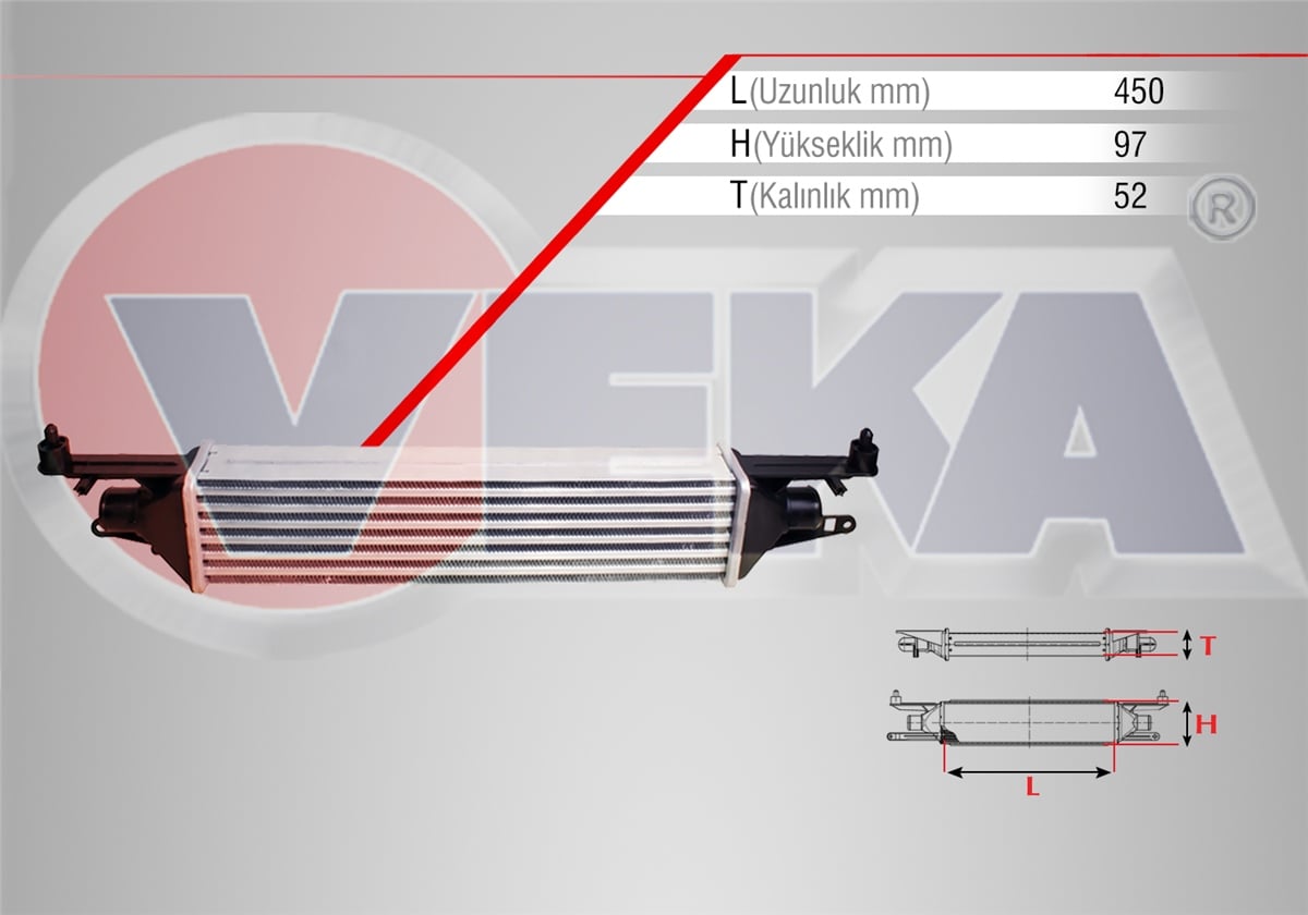 YEDEK PARÇATURBO RADYATÖRÜ (İNTERCOOLER) GRANDE PUNTO 199 1.3 MJT 75 HP 2005-2012VEKA42-1807