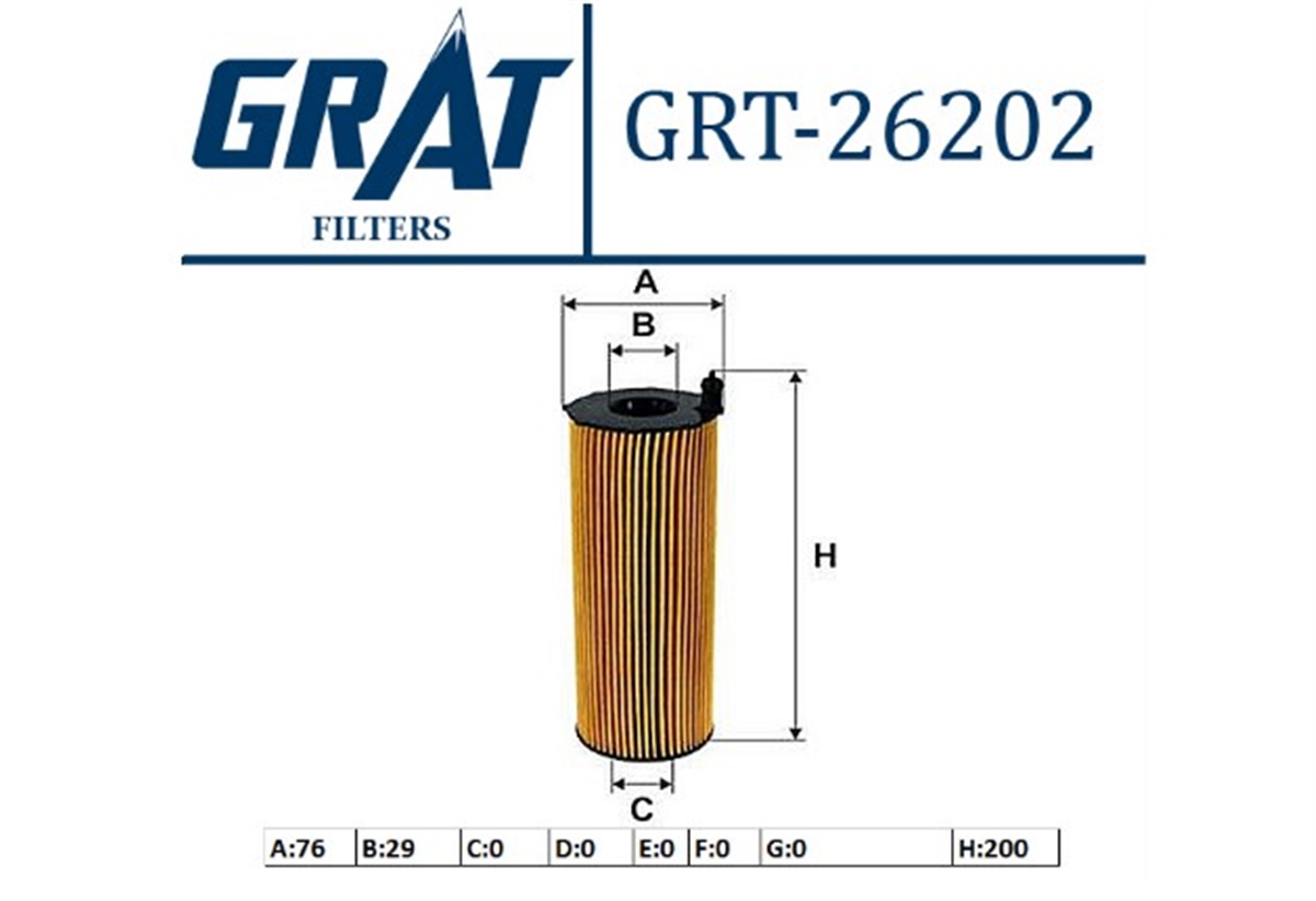 YEDEK PARÇAYAG FILTRESI  AUDI A6 2.7TDI 3.0TDI 04-11/ Q7 3.0TDI 4.2TDI 06-12/VWTOUAREG 3.0TDI 04-10 057115561L -GRT-26202GRATGRT-26202