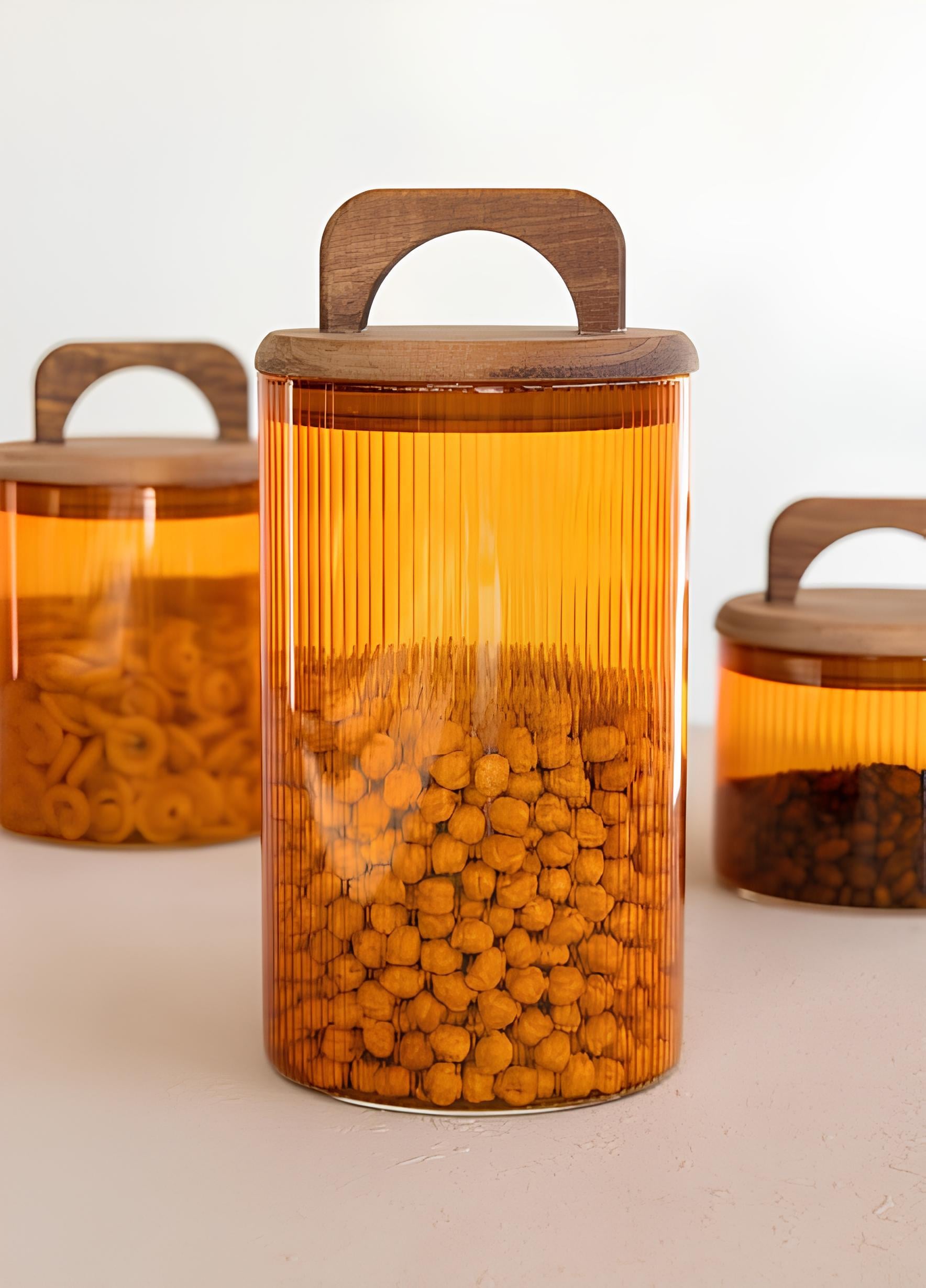 Akasya Kulplu Cam Kavanoz Amber 1000 ml cm483 
