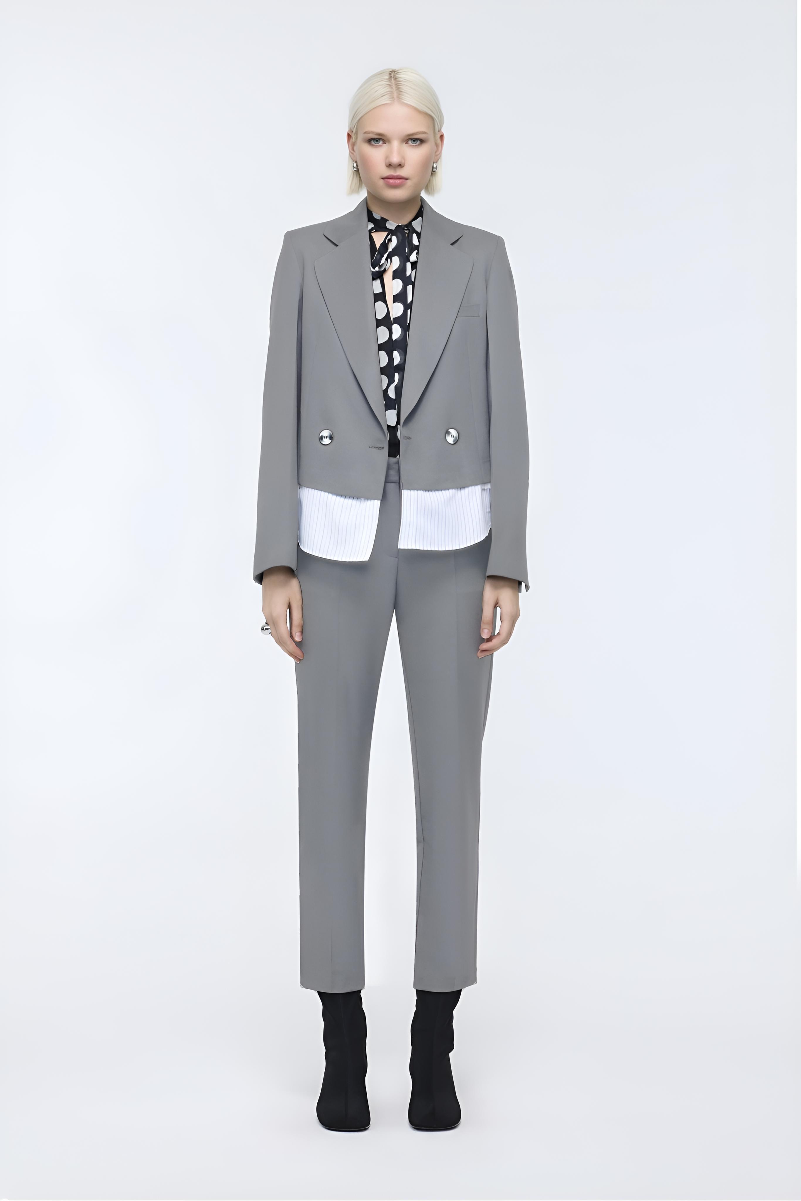 Gri Gömlek Detaylı Blazer Ceket mkn3012
