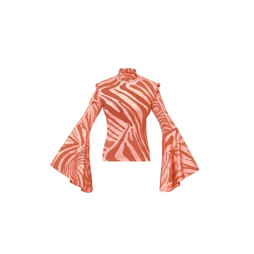 Pink Zebra Turtle Neck Top