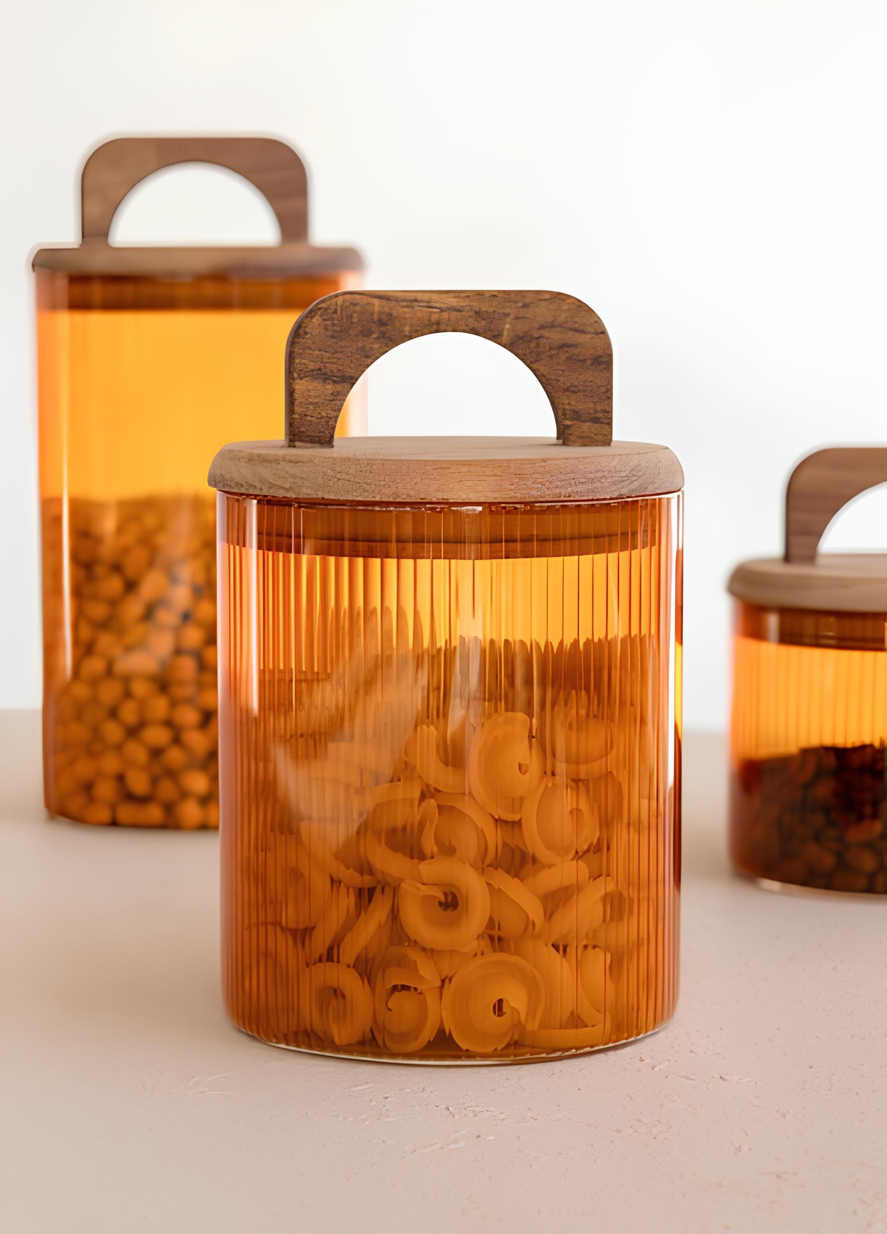 Akasya Kulplu Cam Kavanoz Amber 700 ml cm484