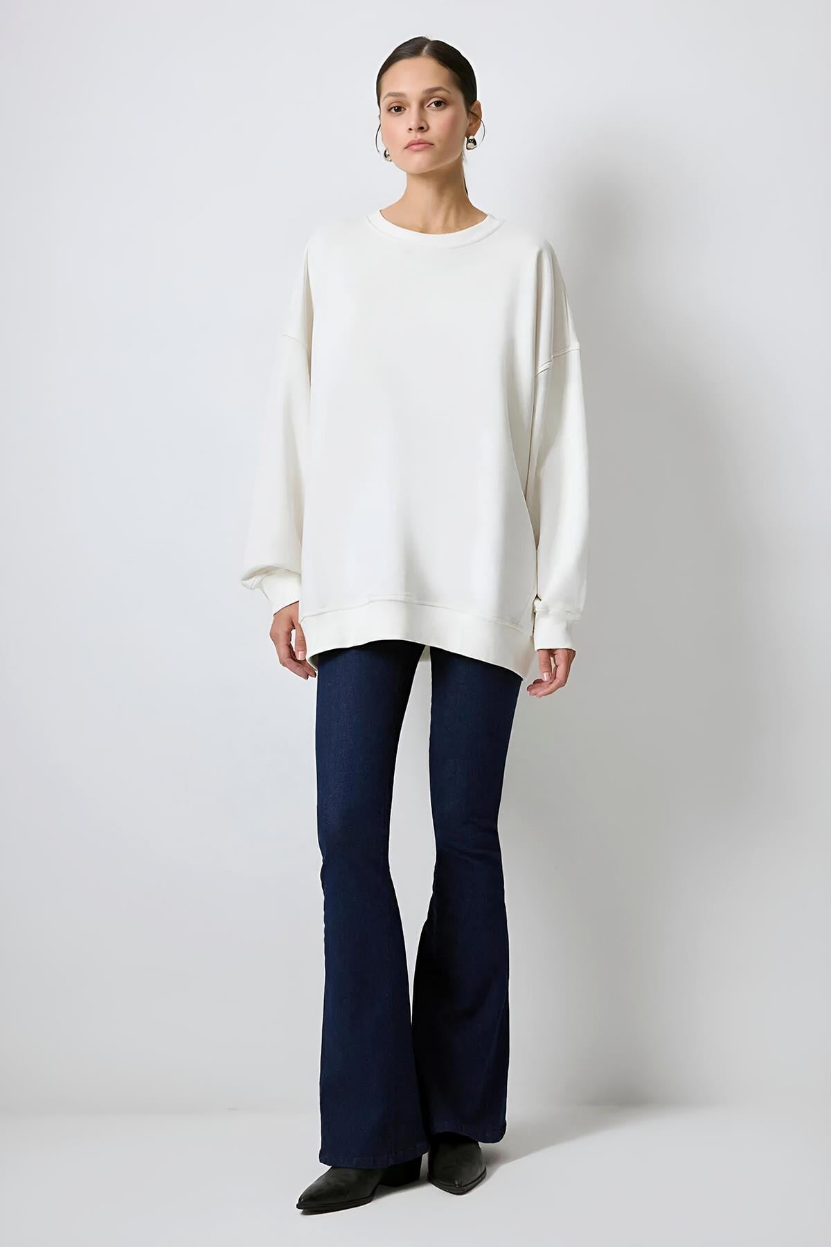 Krem Oversize Sweatshirt mkn3063