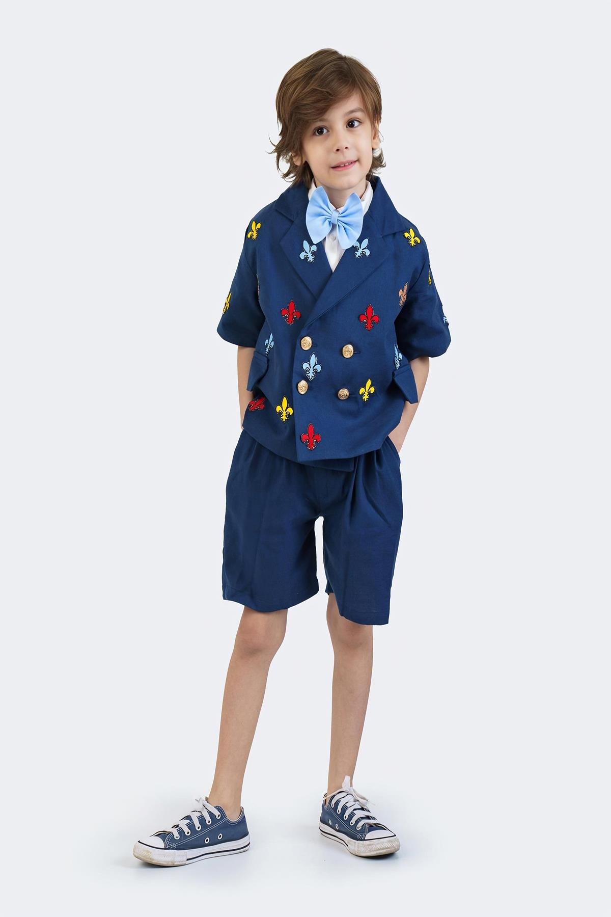 Lacivert Keten Şort mkn2003