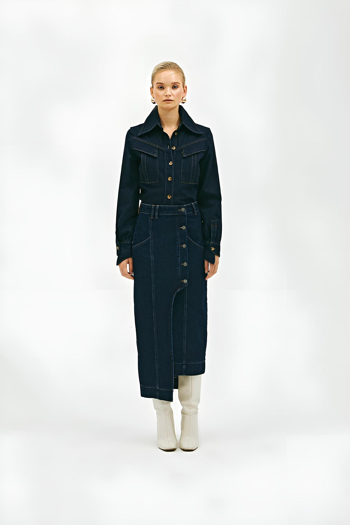 PİLEAMYPİLEA Asimetrik Lacivert Denim Etek MKN581