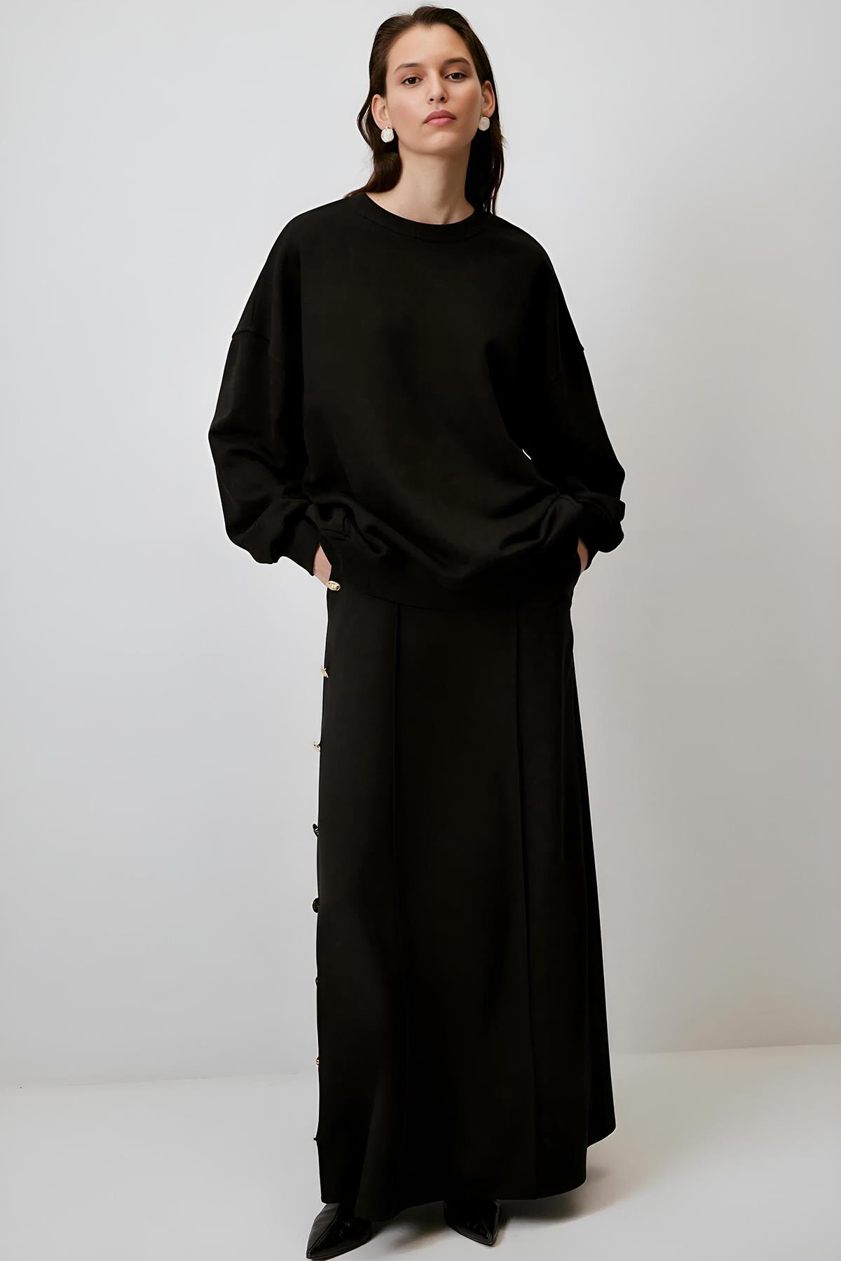 Siyah Oversize Sweatshirt mkn3064