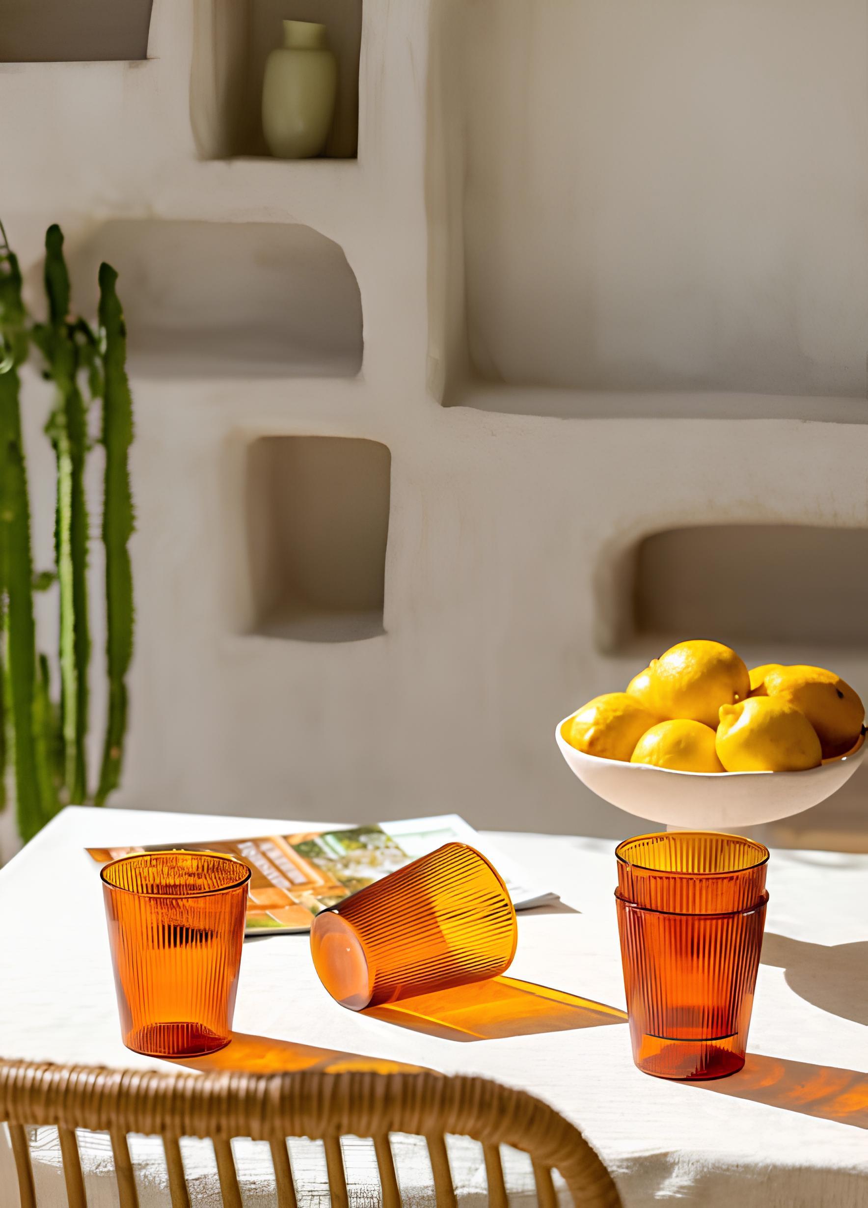 Striped Borosilikat Cam Bardak brd439