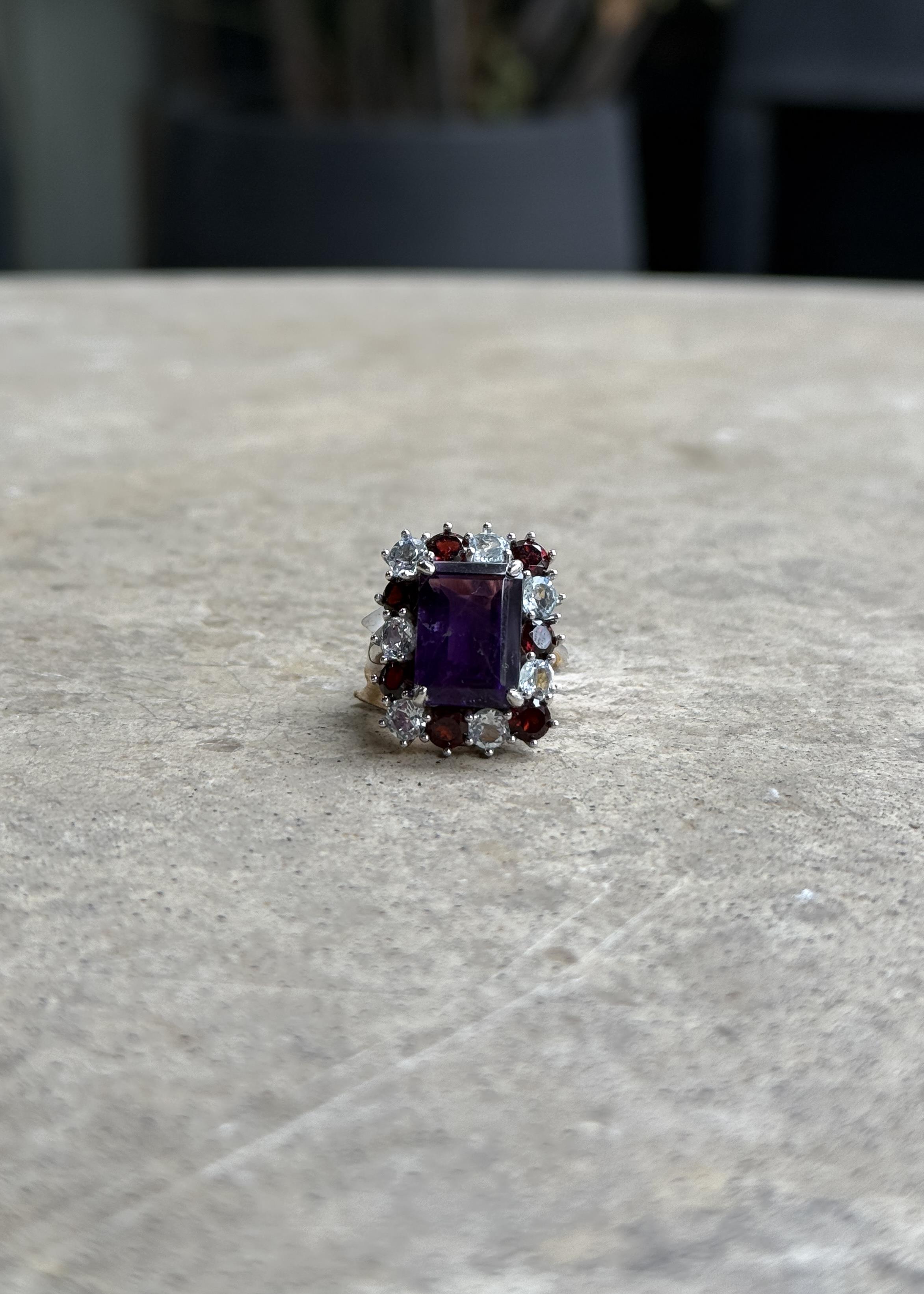 Ametist Garnet Zircon Yüzük